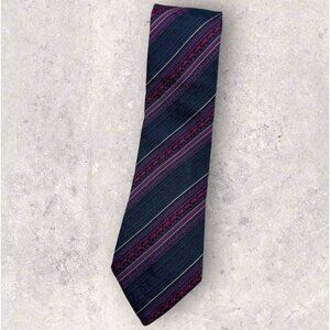 ETRO Silk Tie ITALY Navy Purple Striped Geometric W:3.2" EUC